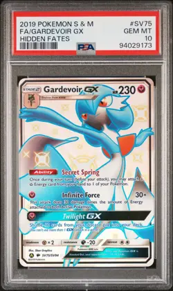 Gardevoir GX 2019 Pokemon Sun & Moon Hidden Fates Full Art #SV75 PSA 10 Gem Mint - Image 1