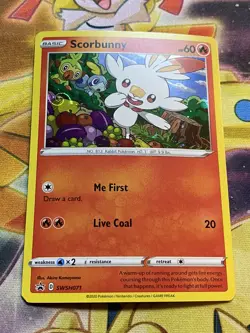 Scorbunny SWSH071 Black Star Promo Sword & Shield Pokemon TCG NM Galaxy HD Swirl - Image 1