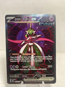 Pokemon Iron Valiant EX TCG Prismatic Evolutions Holo Card 157/131 SV - Image 1