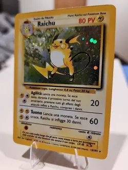 Pokemon Base Set Unlimited Raichu Holo Card 14/102 Italian Edition 1999 WOTC - Image 2