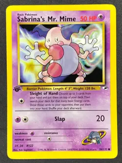 Pokemon Sabrina's Mr. Mime 94/132 G1 Gym Heroes 1st Edition NM - Image 1