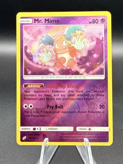 Pokemon TCG Team Up Mr. Mime Reverse Holo Rare #66/181 Sun Moon Pack Fresh - Image 1