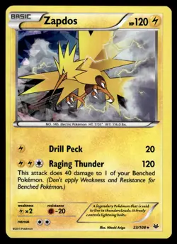 Zapdos 23/108 Cracked Ice Holo Rare Roaring Skies Pokemon Card - Image 1