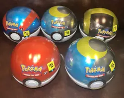 Pokemon TCG PokeBall Tins D25 Lot of 5 - 15 Booster Packs SEALED - Image 1
