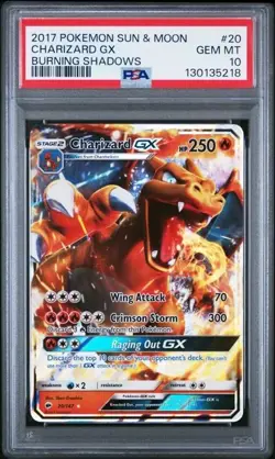 2017 POKEMON SUN & MOON BURNING SHADOWS #20 CHARIZARD GX PSA 10 - Image 1