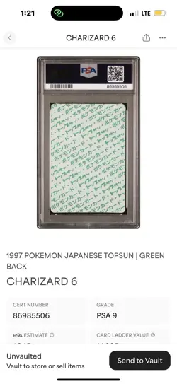 Charizard Green Back PSA 9 MINT 1997 Pokemon Japan Topsun #6 - Image 2