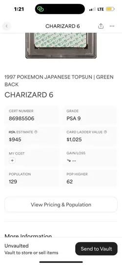 Charizard Green Back PSA 9 MINT 1997 Pokemon Japan Topsun #6 - Image 3