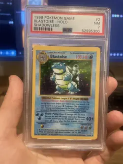 1999 Pokemon Blastoise Base Set SHADOWLESS Holo - PSA 7 NM - Image 1