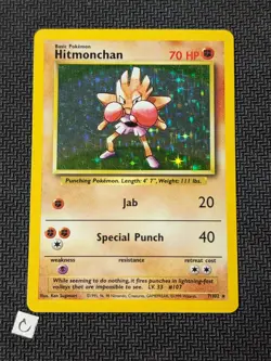 Hitmonchan 7/102 - Base Set Unlimited Holo Rare WOTC Pokemon TCG HP - Image 1