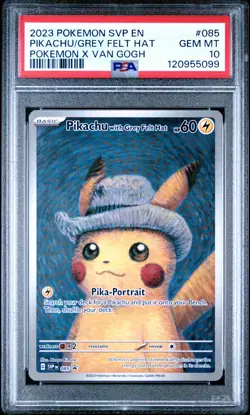 2023 POKEMON SVP EN-SV BLACK STAR PROMO #085 PIKACHU WITH GREY FELT HAT PSA 10 - Image 1