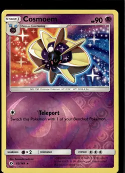 Pokemon Cosmoem 65/149 Sun Moon Base Set Reverse Holo Rare 2 Card Lot - Image 1
