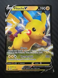 Pokemon TCG Pikachu V SWSH Black Star Promos SWSH061 Holo Promo NM - Image 1