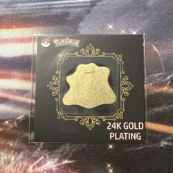 24k Gold Plated Pokemon Ditto Sticker - Image 1