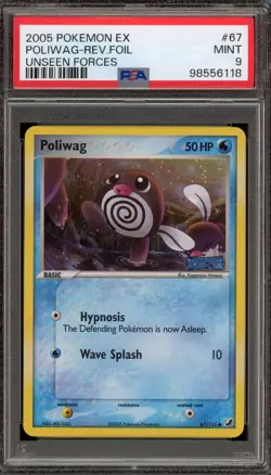 Pokemon Poliwag EX Unseen Forces Reverse Holo #67 PSA 9 Mint - Image 1