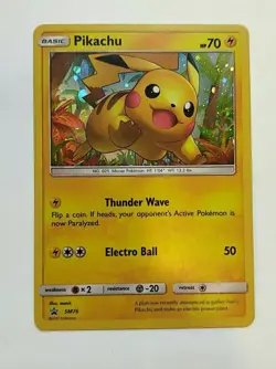 2017 Pikachu SM76 Black Star Promo Cosmos Holo Pokemon Card - LP - Image 1