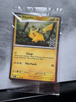 Pikachu - 025/165 Holo 2025 Holiday Calendar Snowflake Stamp Sealed Pokemon Card - Image 1