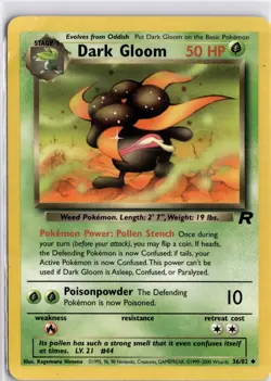 Dark Gloom 36/82 Team Rocket Uncommon Pokemon Trading Card TCG - Image 3
