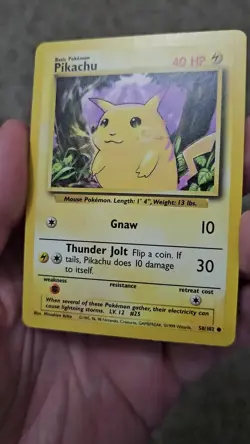 Pokemon Base Yellow Cheek Pikachu 58/103 Original Base Set Card 1999 WIZARDS - Image 2