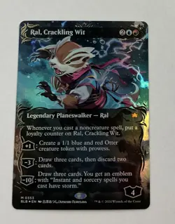 Ral, Crackling Wit (Borderless) (Raised Foil) NM Foil Bloomburrow MTG -- S2G -- - Image 1