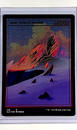MTG Magic The Gathering SLD Secret Lair Foil Etched #328 Snow Covered Mountain - Image 1