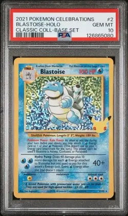 2021 Pokemon Celebrations Blastoise Holo Classic Collection Base Set #2 PSA 10 - Image 1