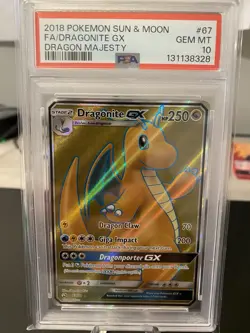 2018 Pokemon Sun & Moon Dragon Majesty Dragonite GX Full Art PSA 10 67/70 ?? - Image 1