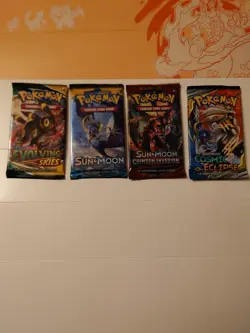 x4 Pokemon Booster Packs [Evolving Skies/ Cosmic Eclipse/ Crimson Invasion/ S&M] - Image 1