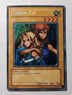 Yu-Gi-Oh! | Gemini Elf | LON-000 | Secret Rare | 1996 Vintage | LP Condition - Image 1