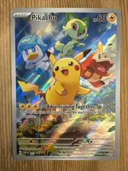 Pikachu - SVP027 - Full Art Black Star Holo Rare Promo - Pokemon Card - DAMAGED - Image 1