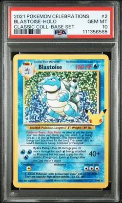 PSA 10 Blastoise #2/102 Classic Collection Celebrations Pokemon Card 2021 - Image 1
