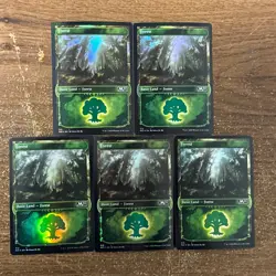 MTG *5 Foil Showcase Forest Basic Land* (NM) Core Set 2021 Magic the Gathering - Image 1
