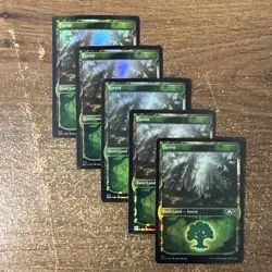 MTG *5 Foil Showcase Forest Basic Land* (NM) Core Set 2021 Magic the Gathering - Image 2