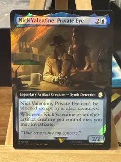 MTG *Nick Valentine, Private Eye Extended Art Surge Foil X1* (NM) Fallout Magic - Image 1