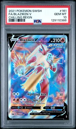 2021 POKEMON SWSH CHILLING REIGN #162 BLAZIKEN V FULL ART PSA 10 - Image 1