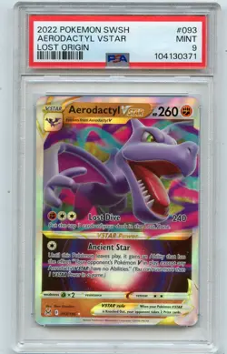 2022 POKEMON SWSH #093 AERODACTYL VSTAR "LOST ORIGIN" - PSA 9 MINT (30371) - Image 1