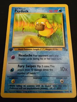 TCG Pokemon 1999 Fossil 1st Edition Psyduck 53/62 Common - Image 1