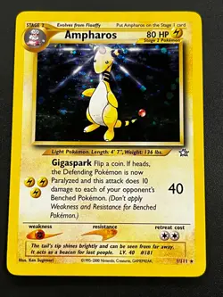 Ampharos 1/111 - Neo Genesis Holo Rare Swirl Crown Vintage Pokemon TCG Card NM - Image 1