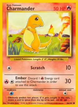 Charmander Pokemon Card Base Set Unlimited 46 Charmander 1995 Pristine Condition - Image 1