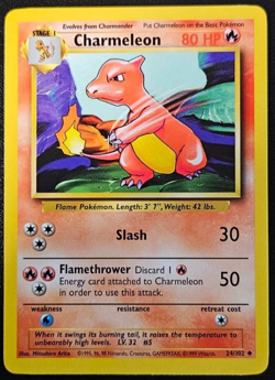 POKEMON BASE SET UNLIMITED CHARMELEON 24/102 WOTC NINTENDO 1999 MP CONDITION - Image 1