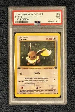 2000 POKEMON ROCKET #55 EEVEE 1ST EDITION PSA 7 - Image 1