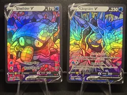 Shellder & Cloyster CUSTOM Stained Glass Holo Cards -Display Only - Image 1