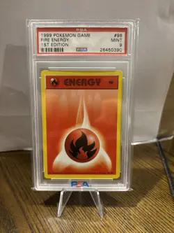 1999 Pokemon Game 98 Fire Energy 1st Edition PSA 9 Graded Pokemon Card - Image 1