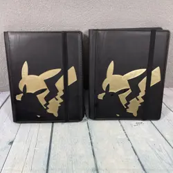 2 Pokemon TCG Ultra PRO Pikachu 9-Pocket Premium Binders Black Gold 360 Cards - Image 1