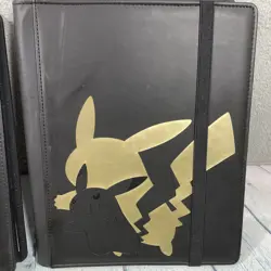 2 Pokemon TCG Ultra PRO Pikachu 9-Pocket Premium Binders Black Gold 360 Cards - Image 3