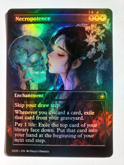 Necropotence FOIL Proxy Playtest Card Custom Anime Magic Girl Skull Art Design - Image 1