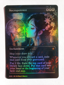 Necropotence FOIL Proxy Playtest Card Custom Anime Magic Girl Skull Art Design - Image 3