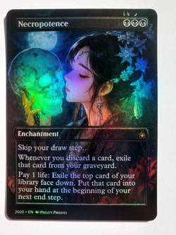 Necropotence FOIL Proxy Playtest Card Custom Anime Magic Girl Skull Art Design - Image 4