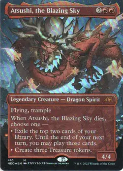 MTG: Kamigawa: Neon Dynasty: Foil Borderless Atsushi, the Blazing Sky: LP Con - Image 1