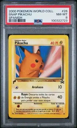 SNAP PIKACHU #26 PSA 8 2000 POKEMON SPANISH WORLD COLLECTION POKEMON CARD - Image 1