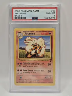 Pokemon TCG - Base Set 2 - 2000 - PSA 8 - Arcanine - 33/130 ?? - Image 1